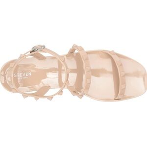Steven New York Divina Studded Sandal Flat Womens 6M Beige Strap Buckle